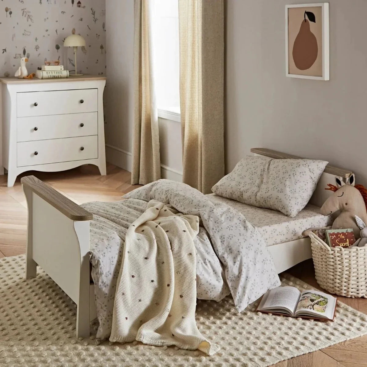 CuddleCo Clara Toddler Bed - White/Ash