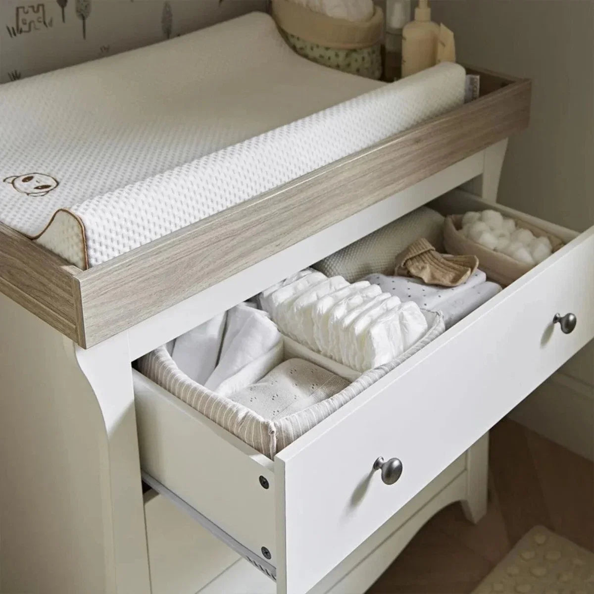 CuddleCo Clara 3 Drawer Dresser Changer - White & Ash
