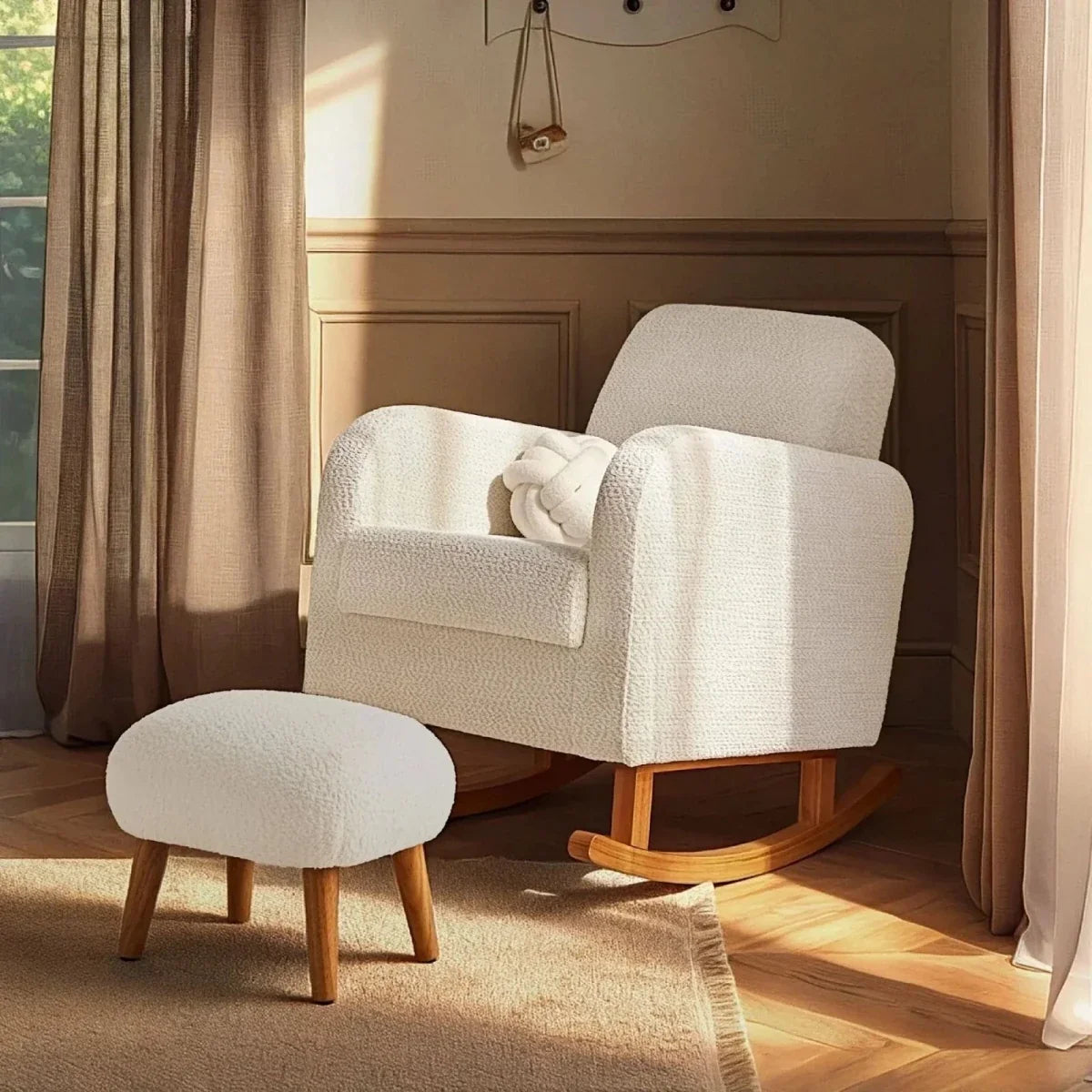 CuddleCo Etta Nursing Chair & Foot Stool - Boucle Off-White