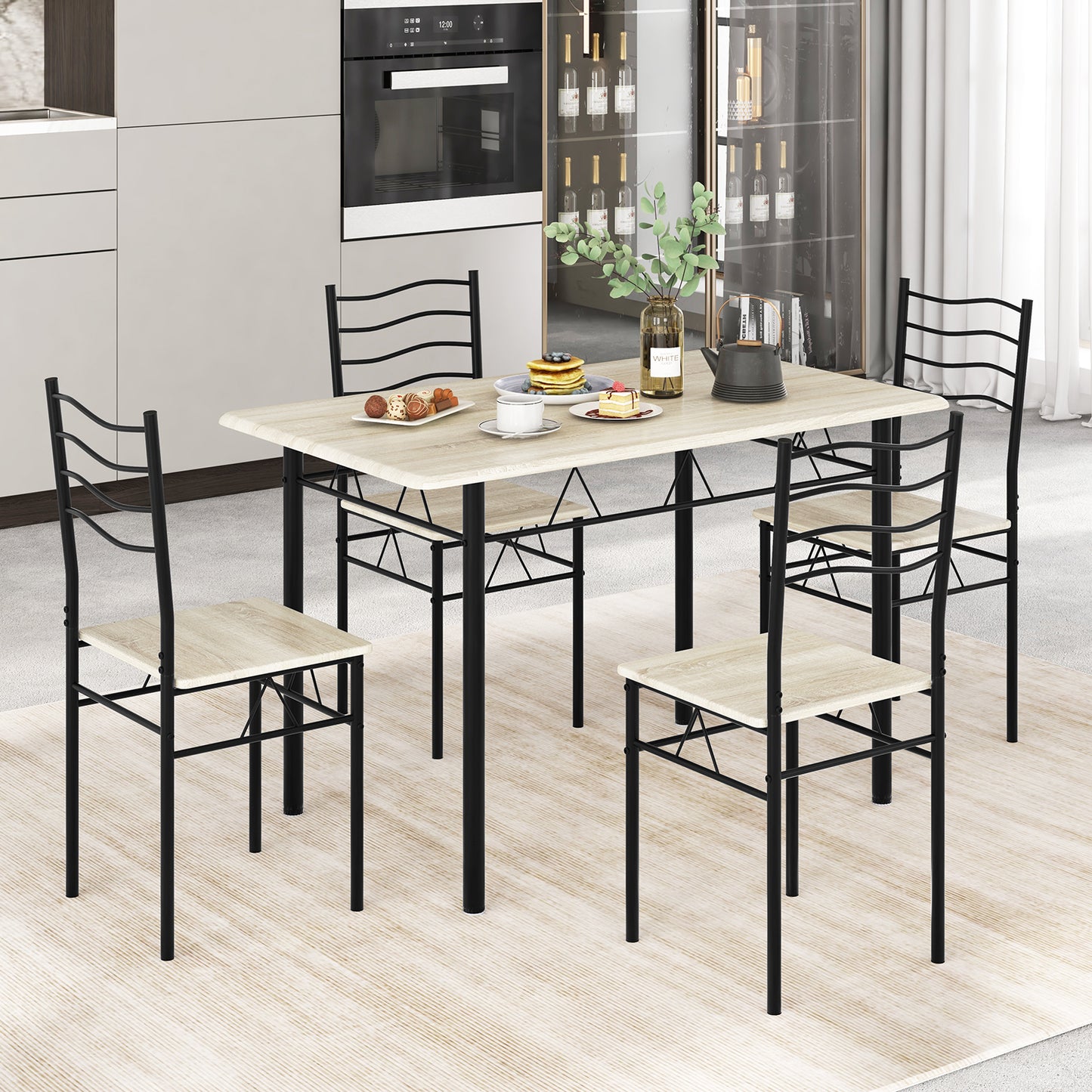Counter Height Table with Spacious Rectangular Tabletop for Home Restaurant-Natural