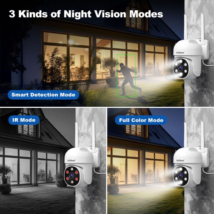 SriHome SH061 2MP 2.4G WiFi AI Humanoid Tracking Infrared Night Vision Camera(UK Plug)