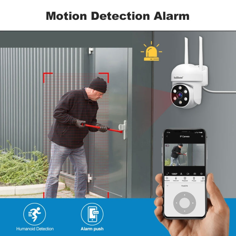 SriHome SH061 2MP 2.4G WiFi AI Humanoid Tracking Infrared Night Vision Camera(UK Plug)