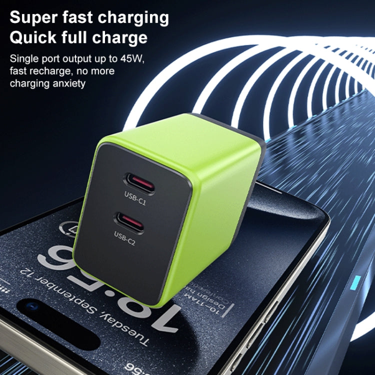 WK WP-U33 45W USB-C / Type-Cx2 GaN Fast Charger, Plug Type:UK Plug(Green)