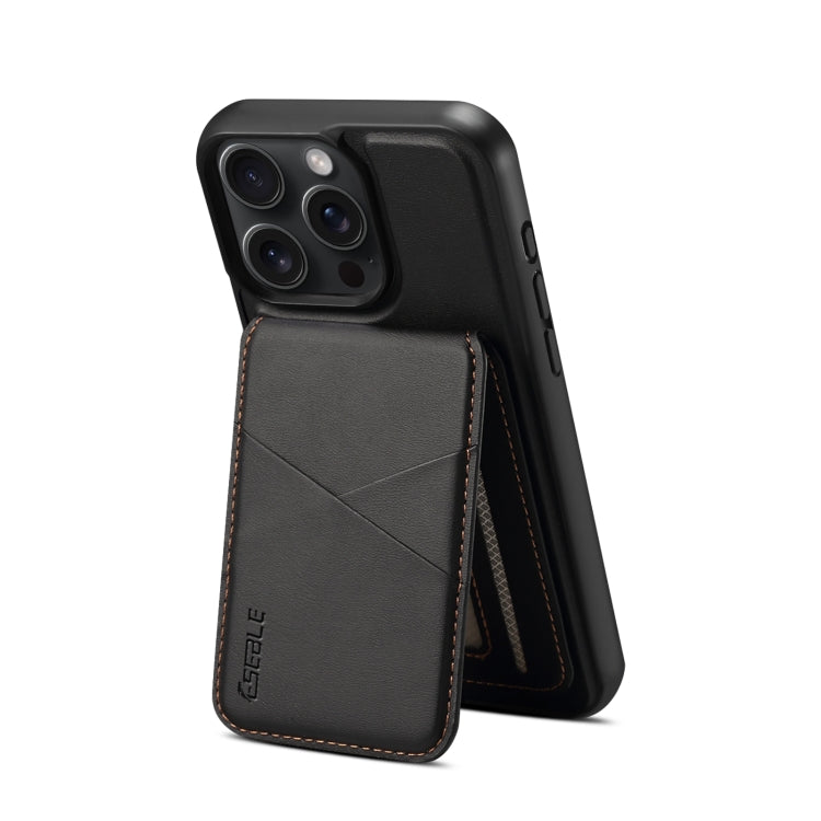 For iPhone 13 Pro ESEBLE E3 Plain Texture Card Slots MagSafe RFID Leather Case(Black)