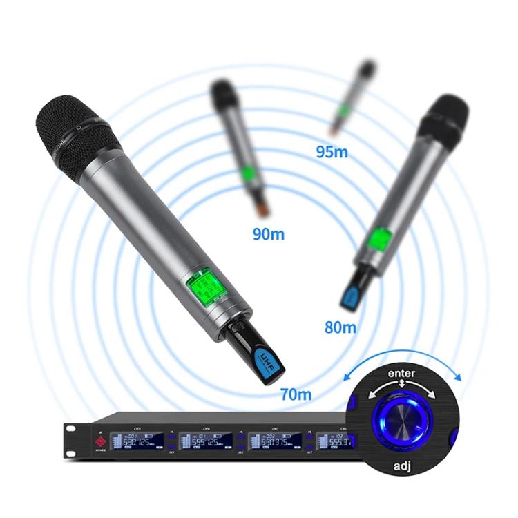 XTUGA M6604S-H Diversity Wireless Microphone System 4 Channel UHF Handheld Microphone