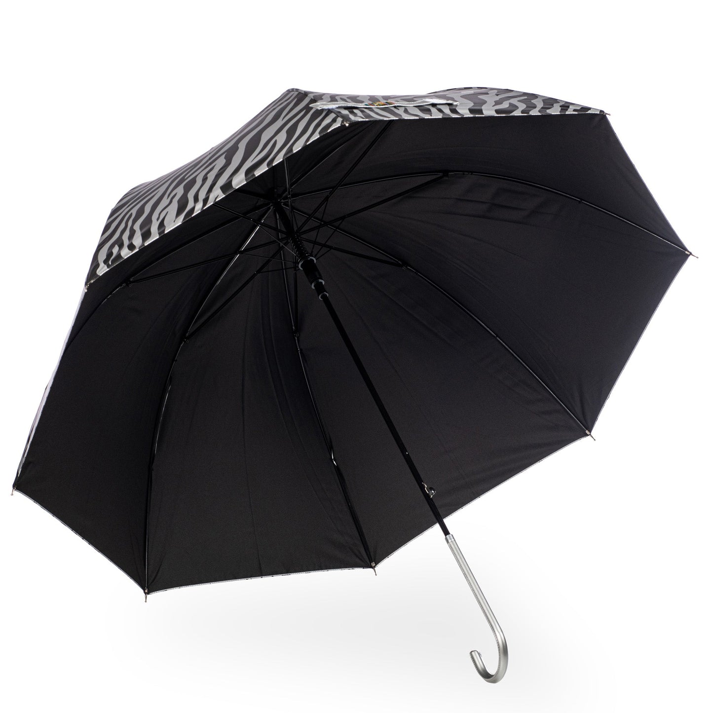 Everyday Zebra Print (Metallic) Silver Stick Umbrella