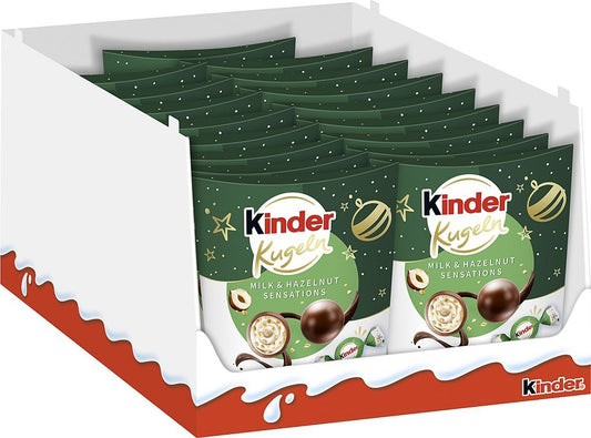 17 x Kinder Xmas Choco Balls Milk & Hazelnut Sensations  - 90GM