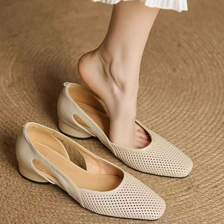 Hollow-out Thick-heeled Sandals
