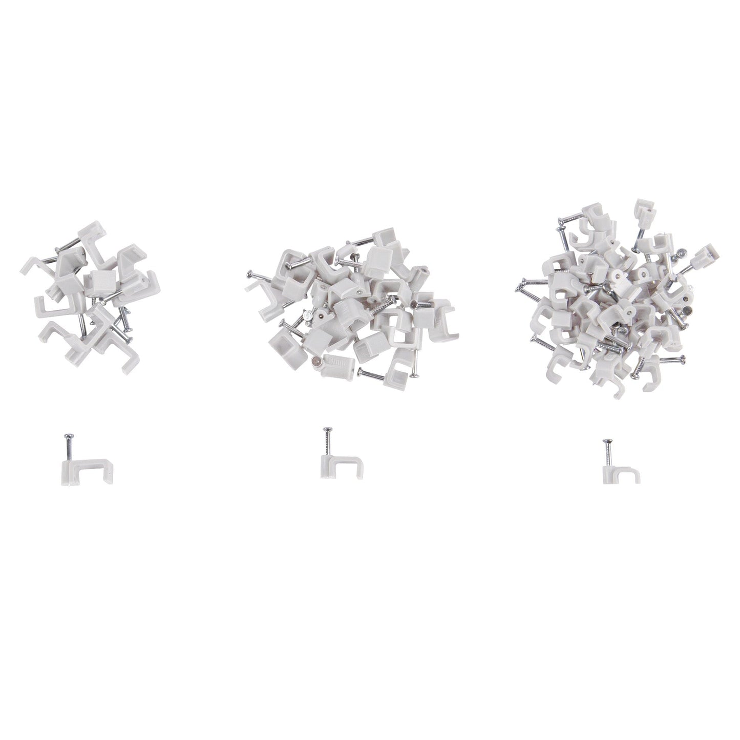 80pc Round Plastic Cable Clips Set - 3 Sizes