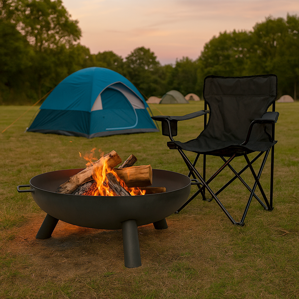 XL Round Iron Fire Pit - 99cm - Black