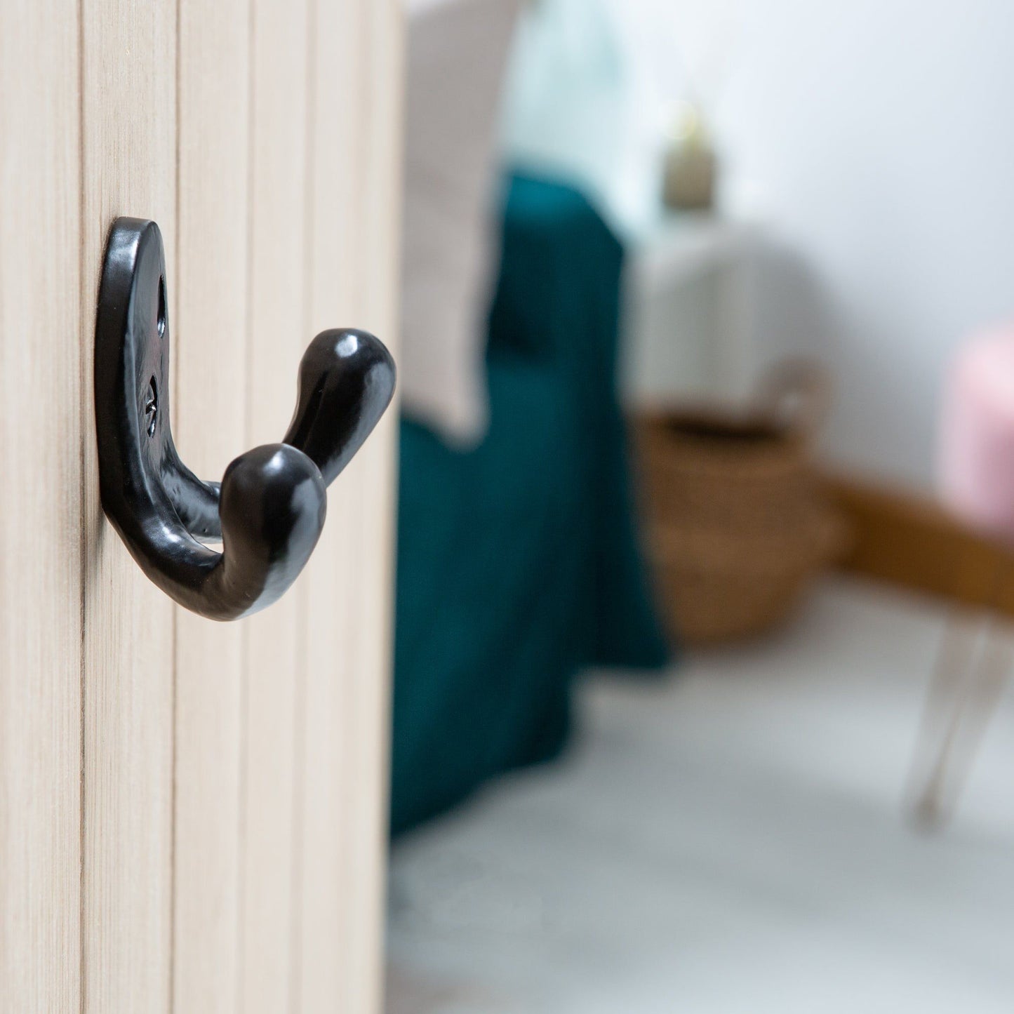 70mm x 50mm Black Double Coat Hook