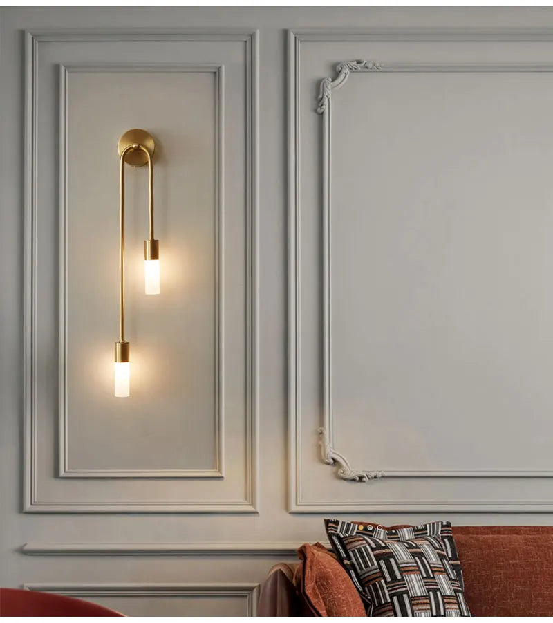 Modern Brass & Black LED Wall Lamp – Double Light Wall Sconce