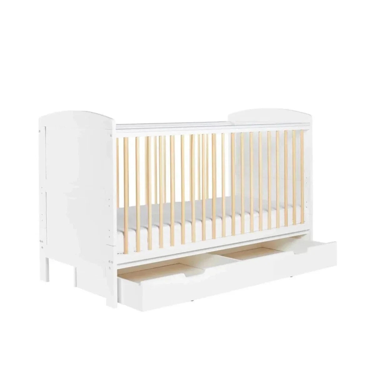Ickle Bubba Coleby Scandi Cot Bed with Under Drawer Scandi White - Without Mattress