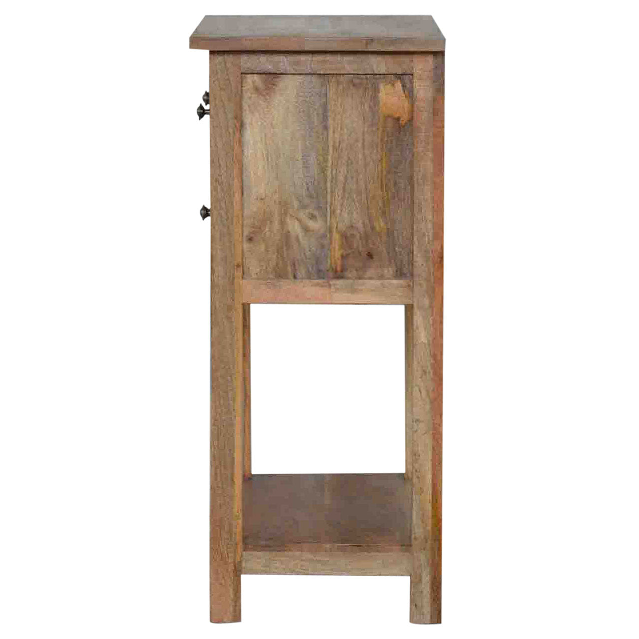 Country Style Telephone Table Accent Piece | Oak-Ish Solid Mango Wood