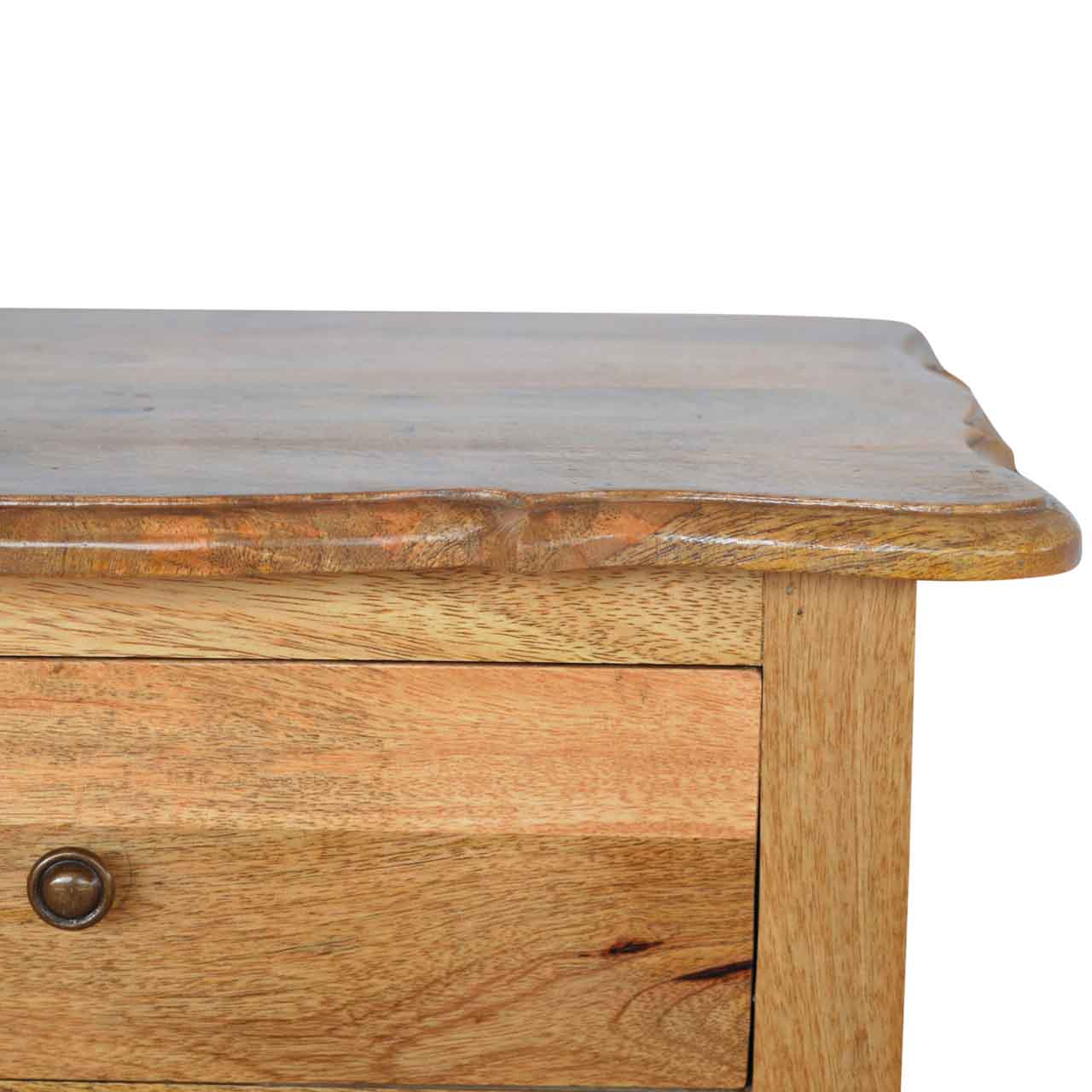 Bedside with Cabriole Legs Bedside Table | Oak Mango Wood Hand-Carved