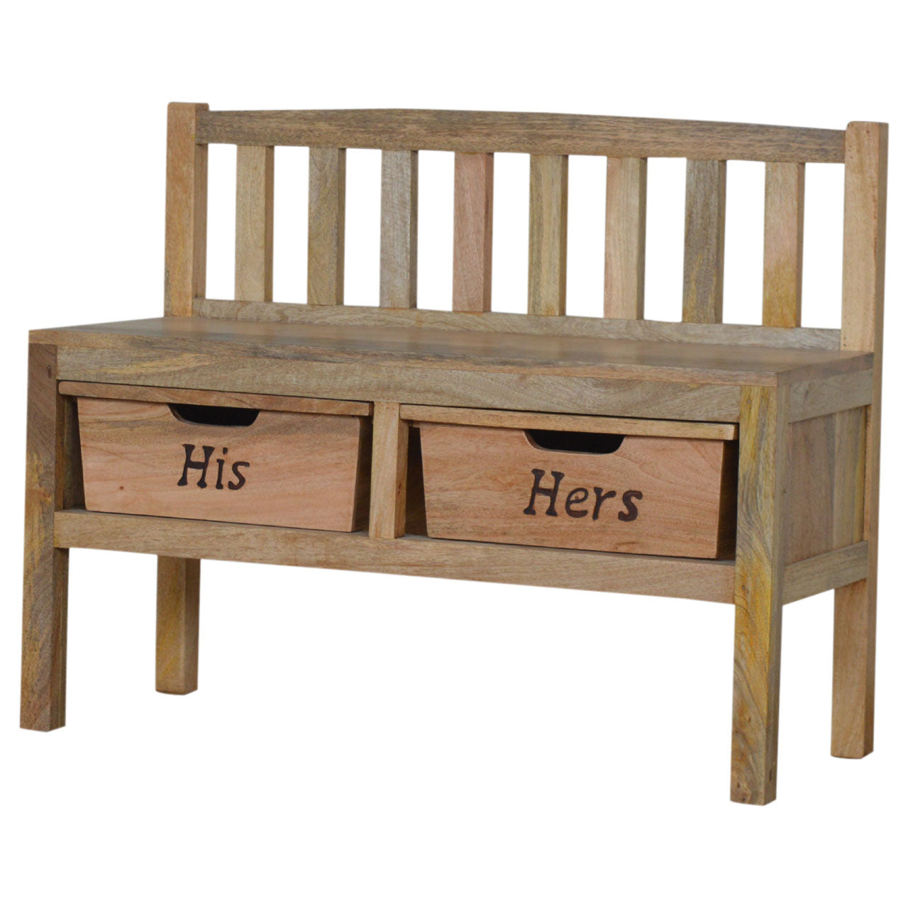His & Hers Carved Storage Bench | Hand-Carved