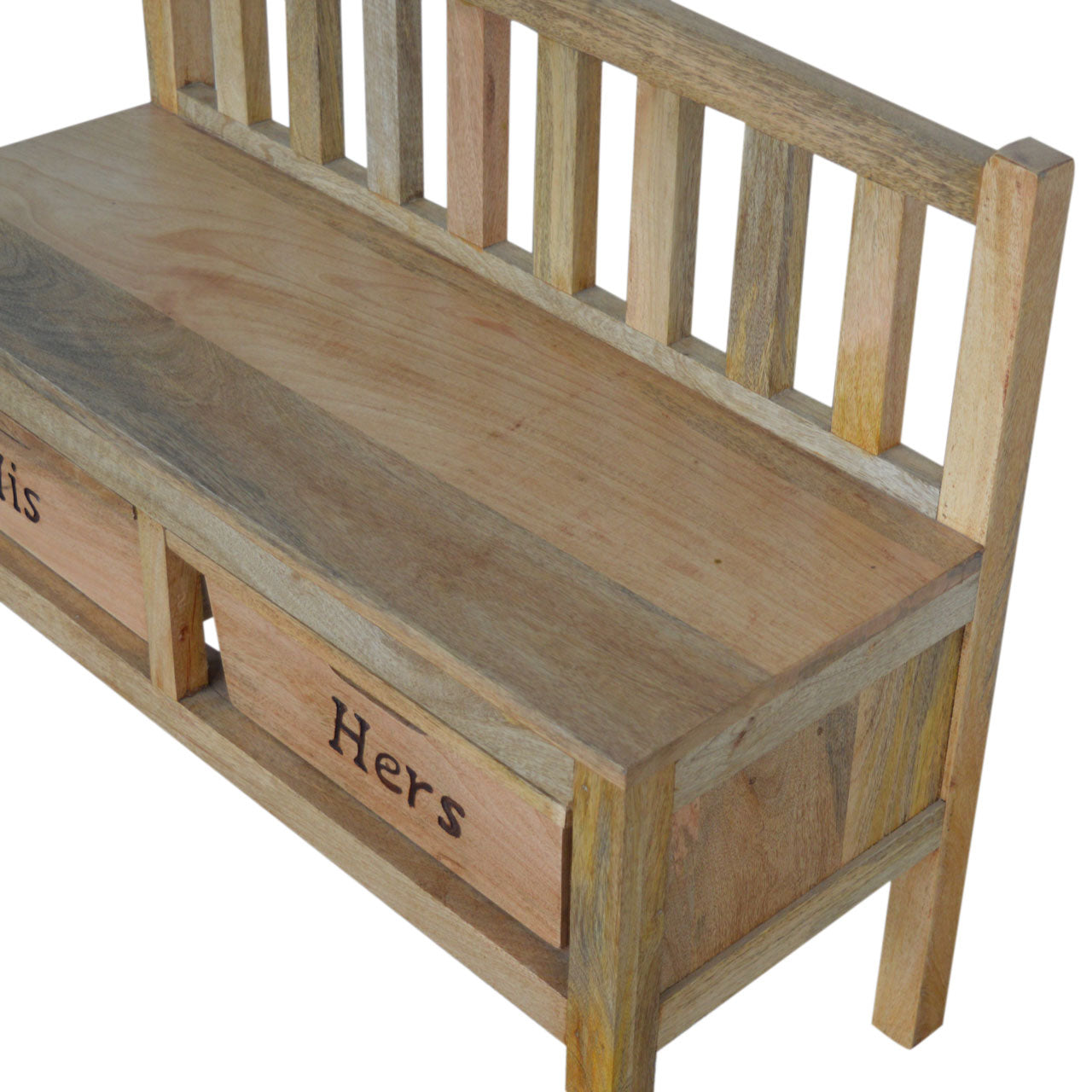 His & Hers Carved Storage Bench | Hand-Carved