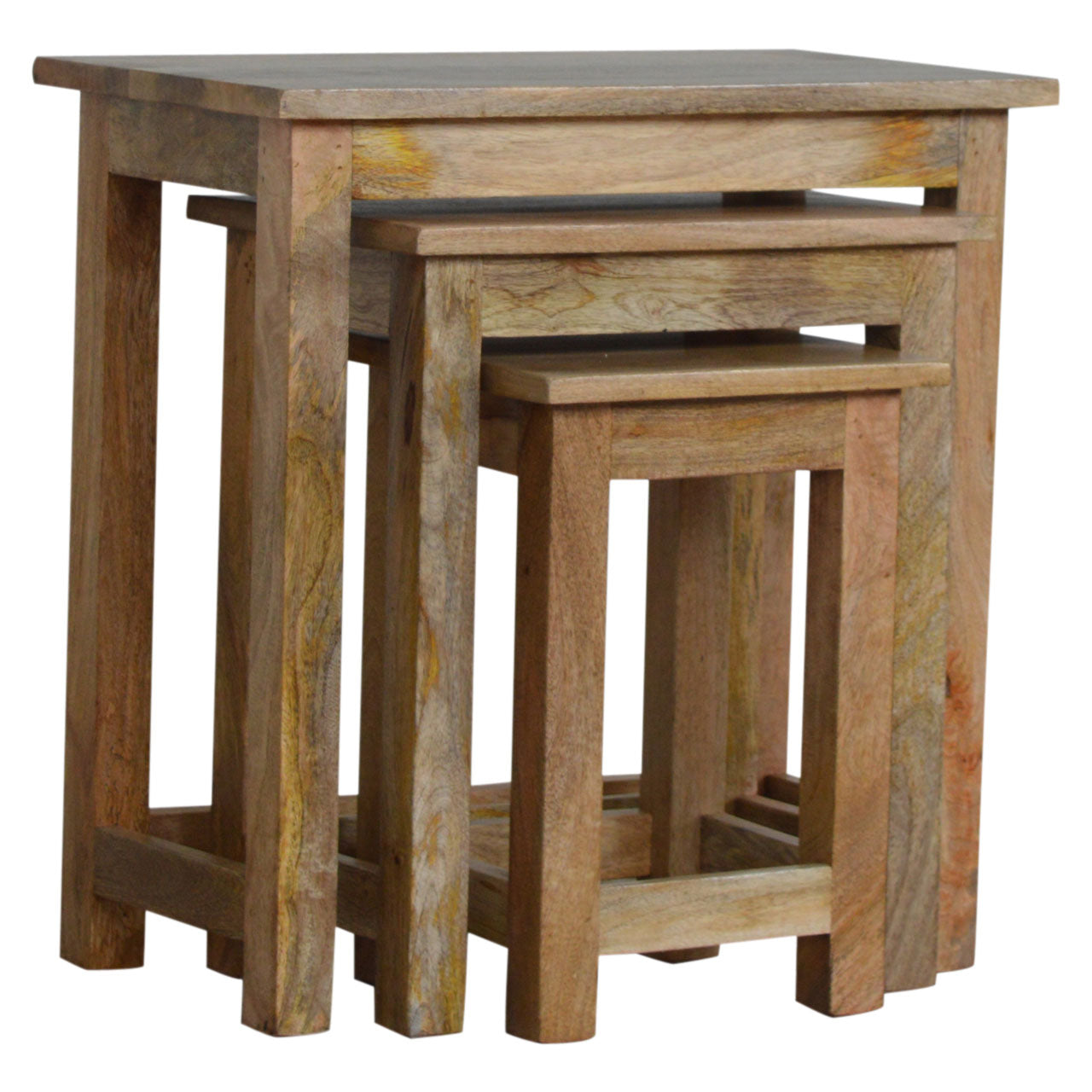 Country Solid Wood Stool Set of 3 Footstool