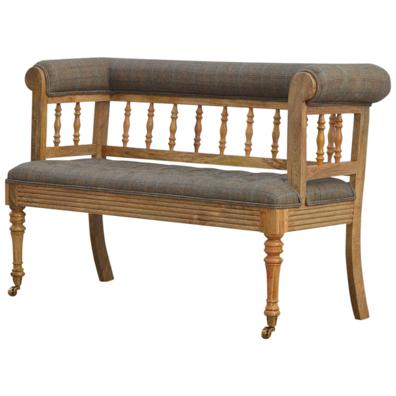Multi Tweed Deep Button Bench | Oak-Ish
