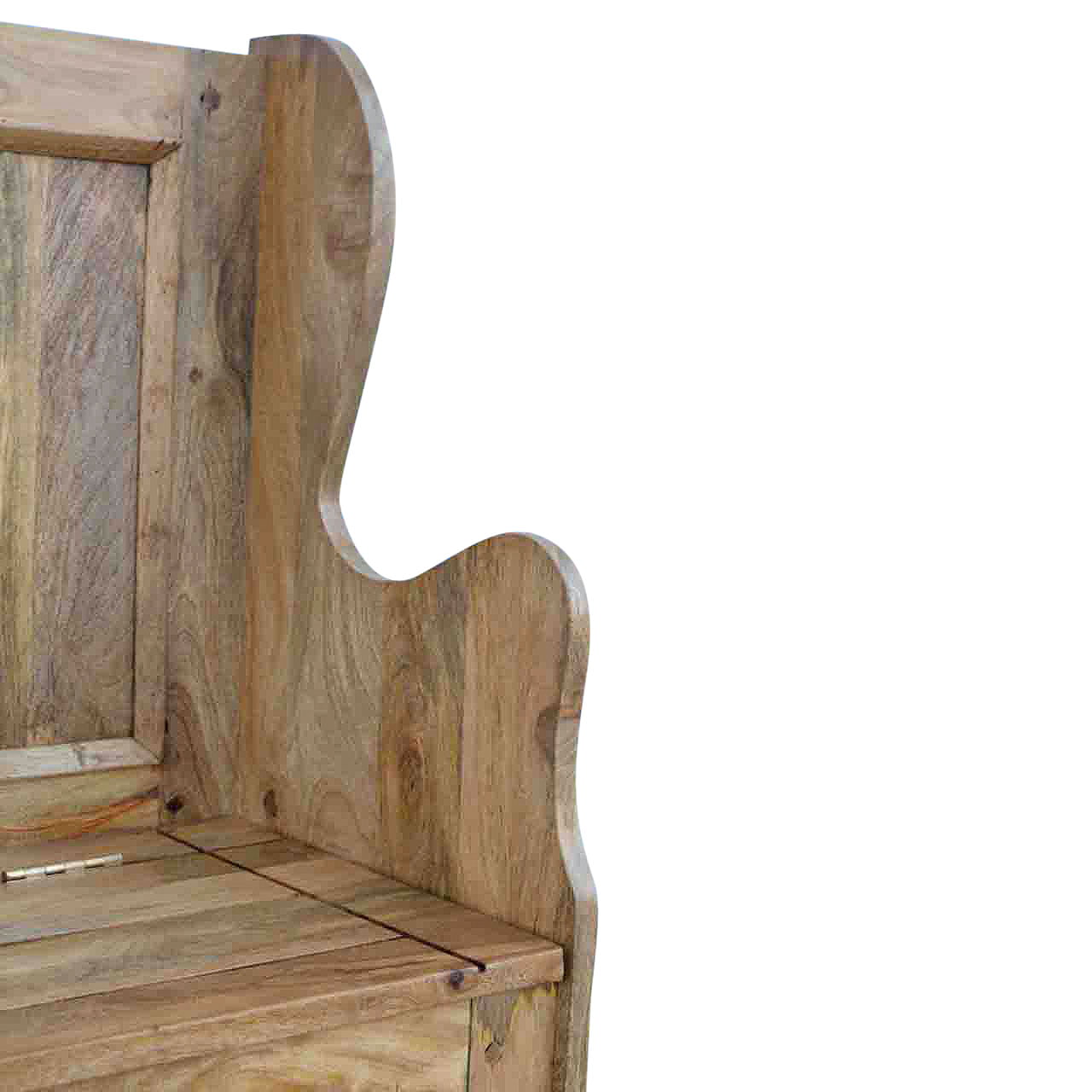 Large Monks Storage Bench | Oak Solid Mango Wood Hidden Storage