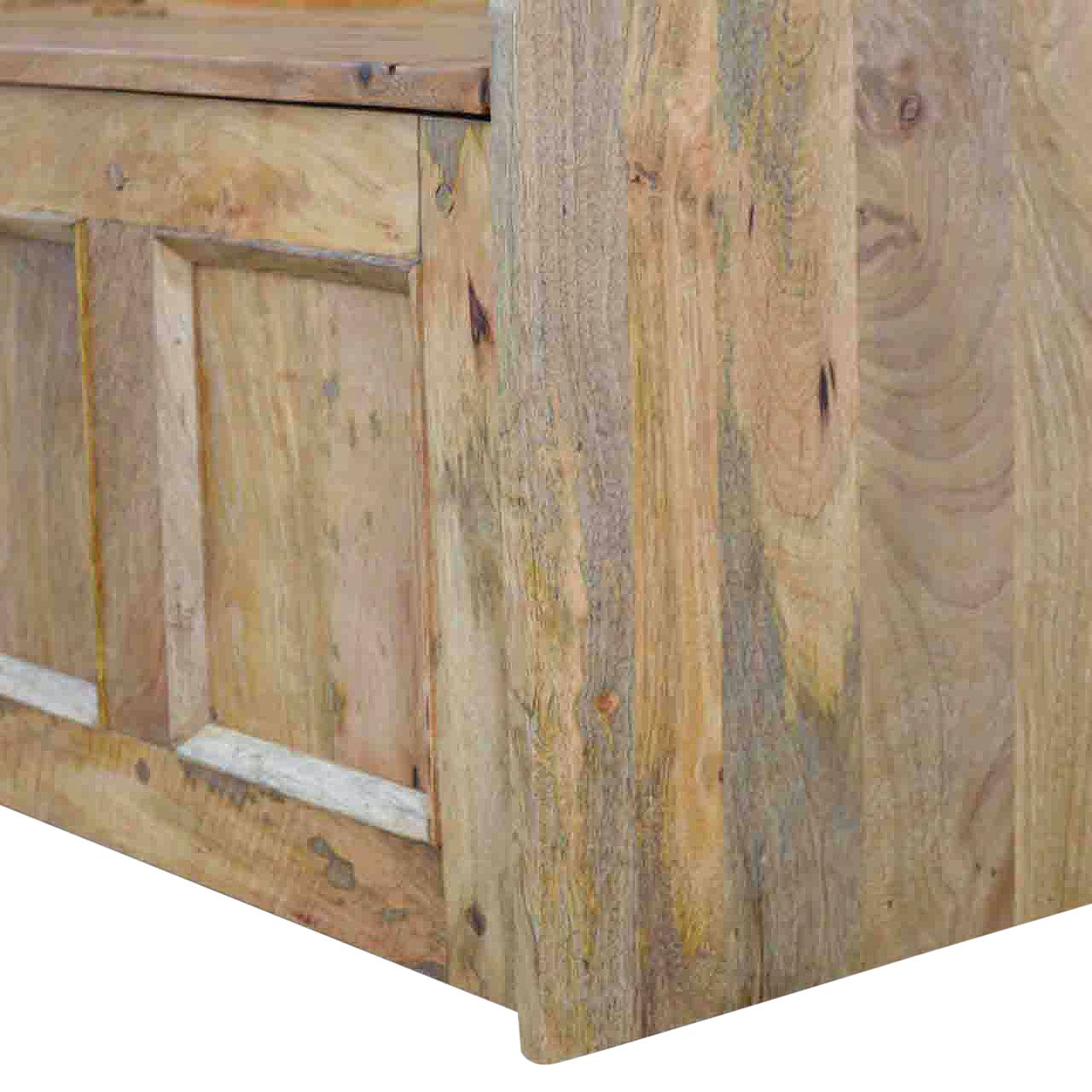 Large Monks Storage Bench | Oak Solid Mango Wood Hidden Storage