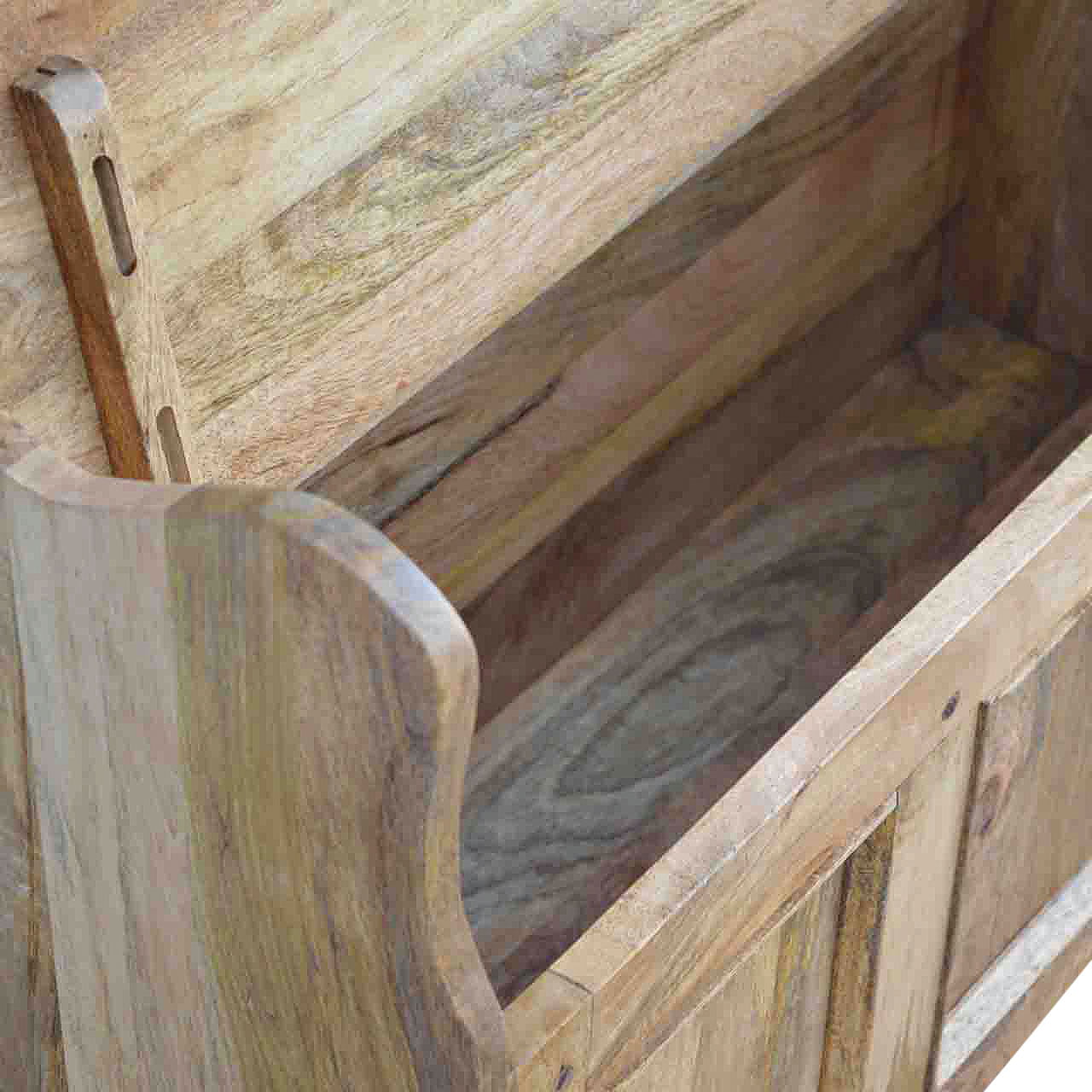 Large Monks Storage Bench | Oak Solid Mango Wood Hidden Storage
