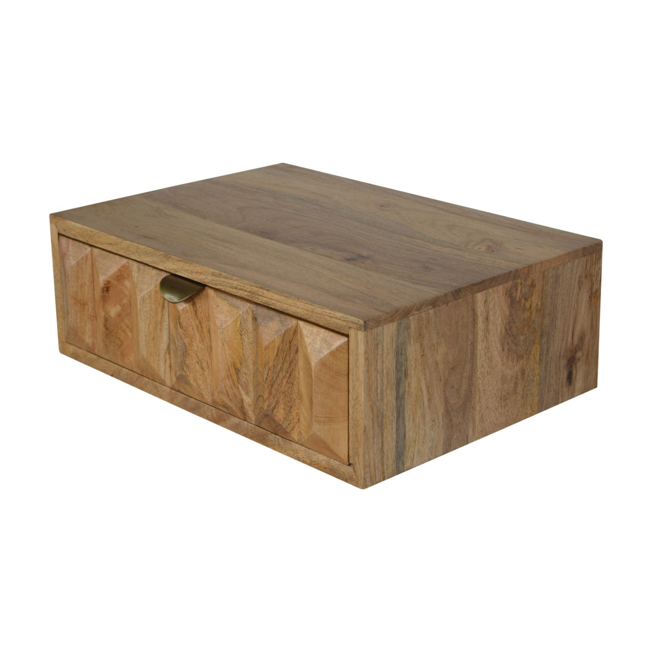 Wall Mounted Prism Bedside Table | Oak Solid Mango Wood Wall-Mounted