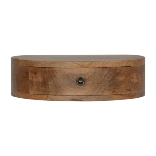 Wall Mounted Rounded Bedside Table | Oak-Ish Solid Mango Wood Wall-Mounted
