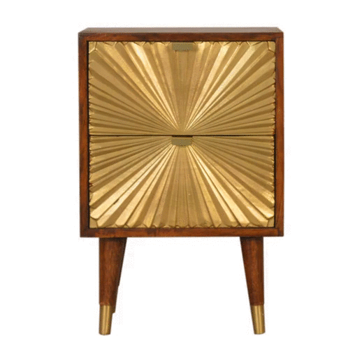 Manila Gold Bedside Table | Chestnut Solid Mango Wood