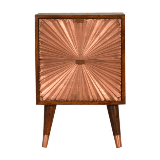 Manila Copper Bedside Table | Chestnut Mango Wood
