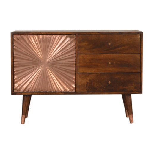 Manila Copper Sideboard Chest of Drawers | Chestnut Solid Mango Wood