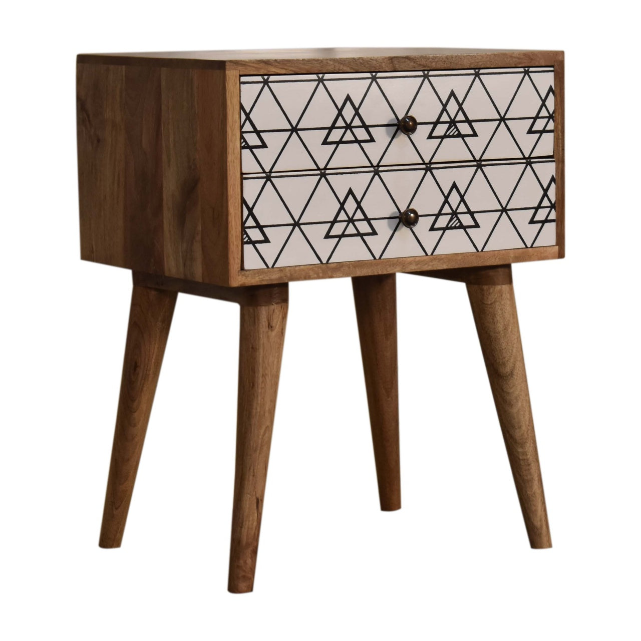 Triangular Printed Bedside Table | Oak Mango Wood