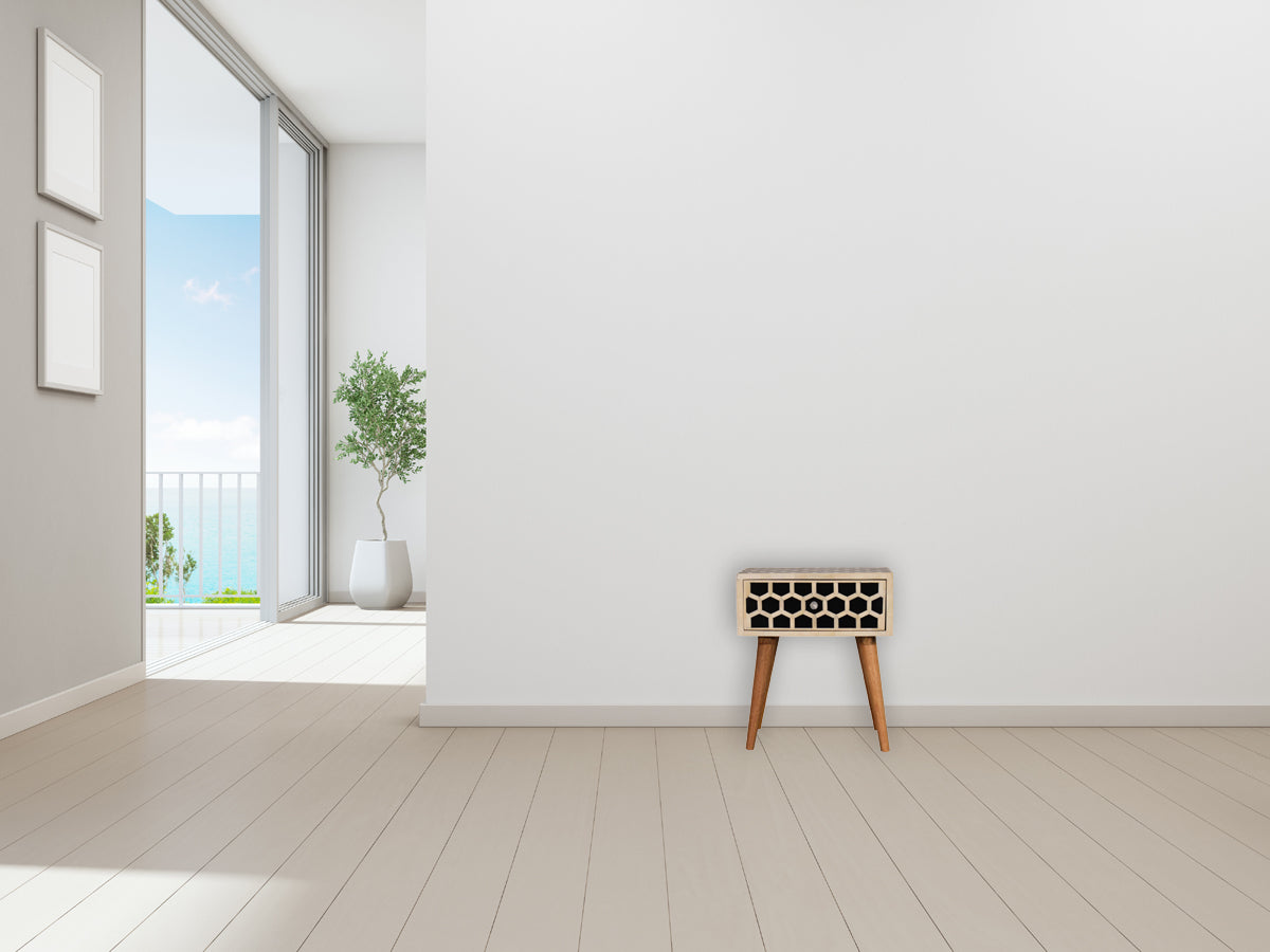 Honeycomb Bone Inlay Bedside Table