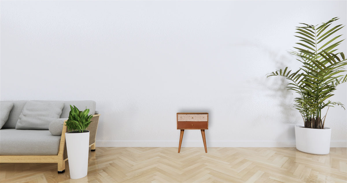 Brick Red Patterned Bedside Table