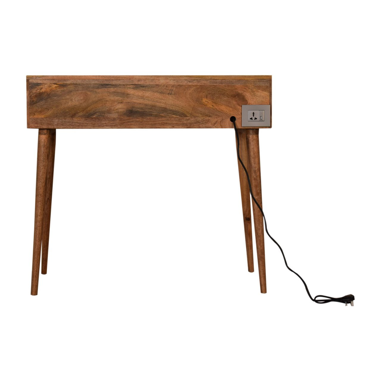 Gallery Back Cable Writing Desk | Oak Solid Mango Wood
