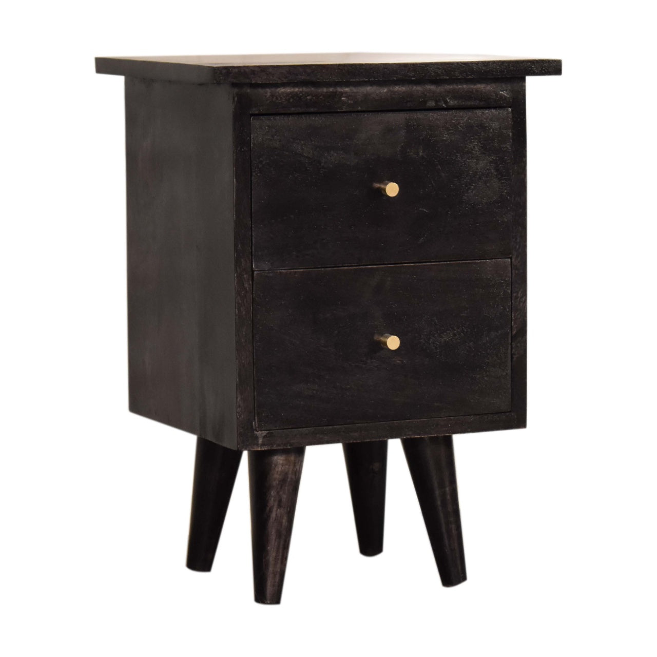 Black Hand Painted Bedside Table | Oak-Ish Mango Wood