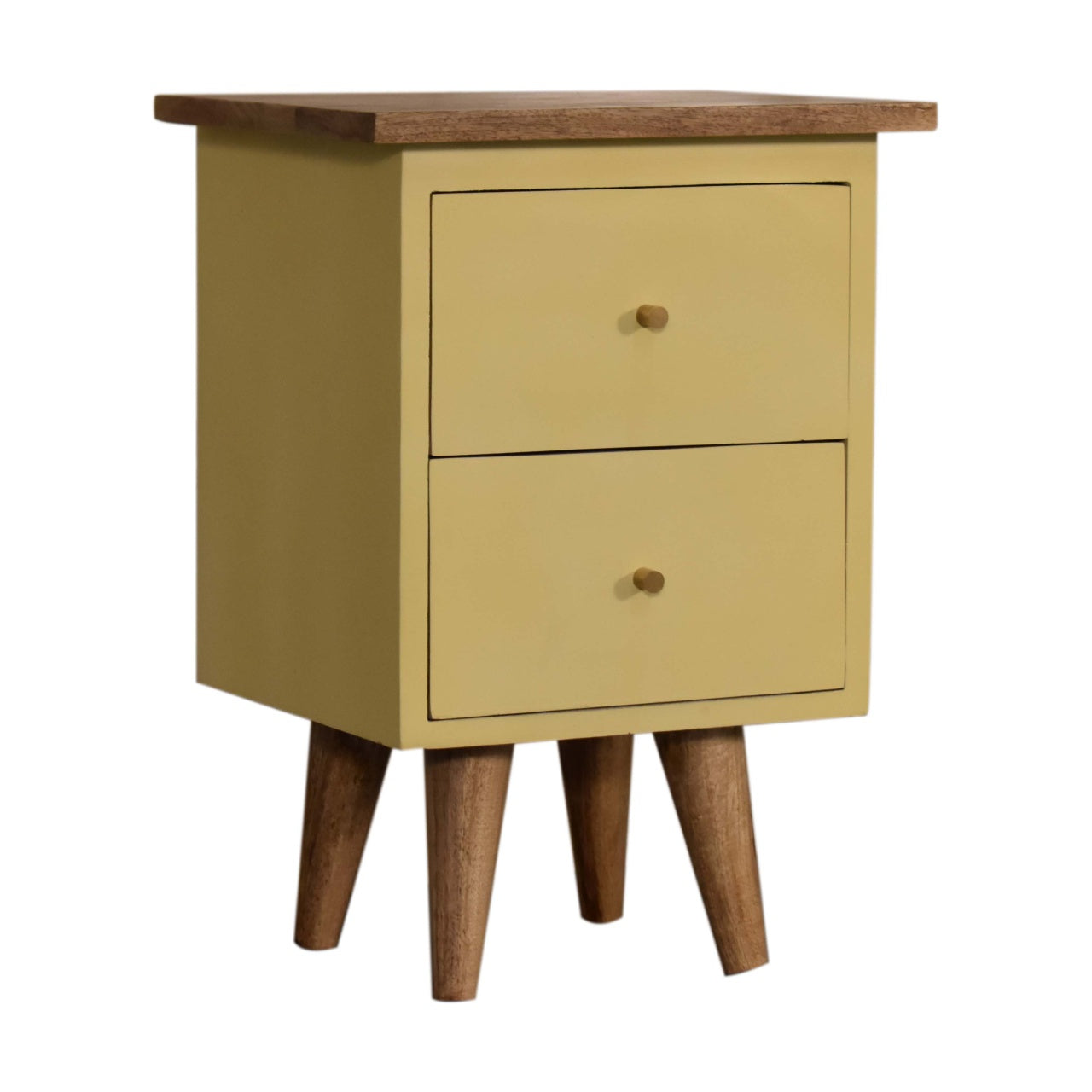 Yellow Hand Painted Bedside Table | Hand-Painted Mango Wood