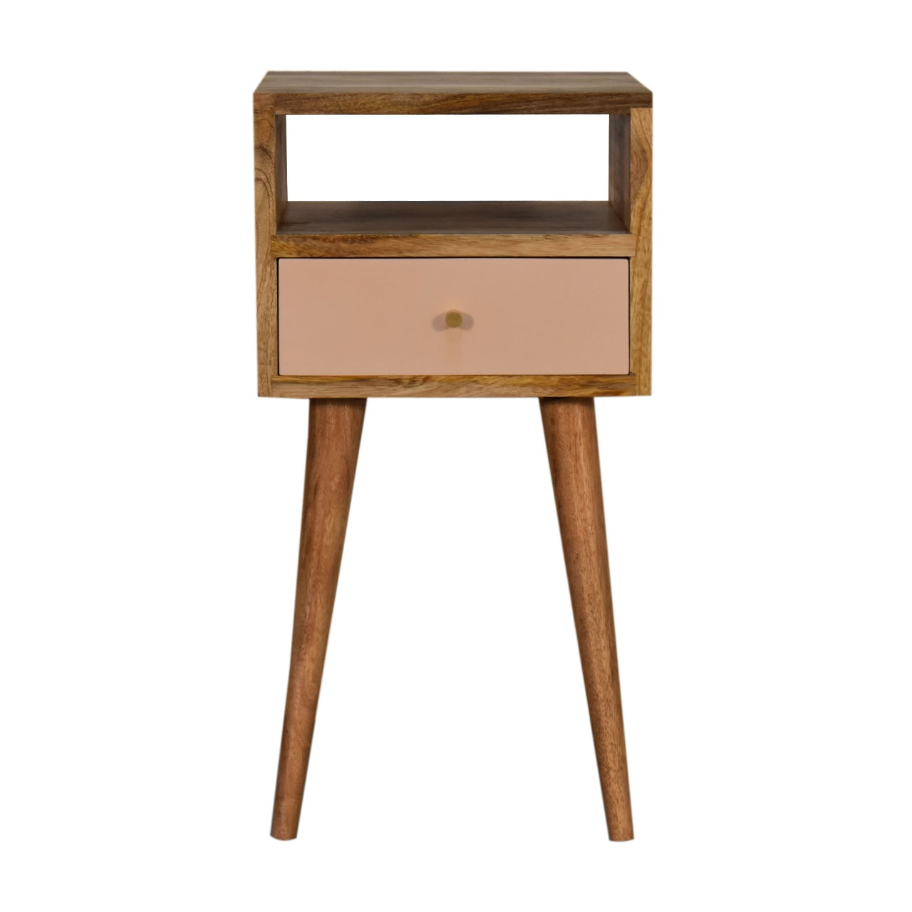 Mini Blush Hand Painted Bedside Table | Oak-Ish Solid Mango Wood