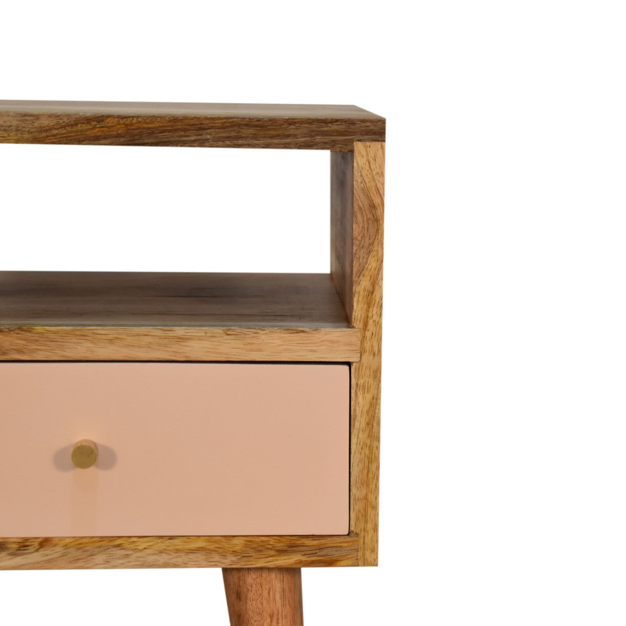 Mini Blush Hand Painted Bedside Table | Oak-Ish Solid Mango Wood