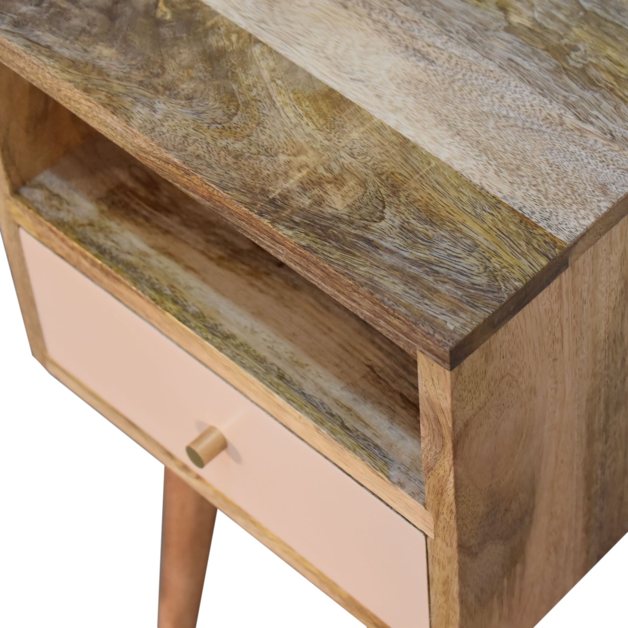 Mini Blush Hand Painted Bedside Table | Oak-Ish Solid Mango Wood
