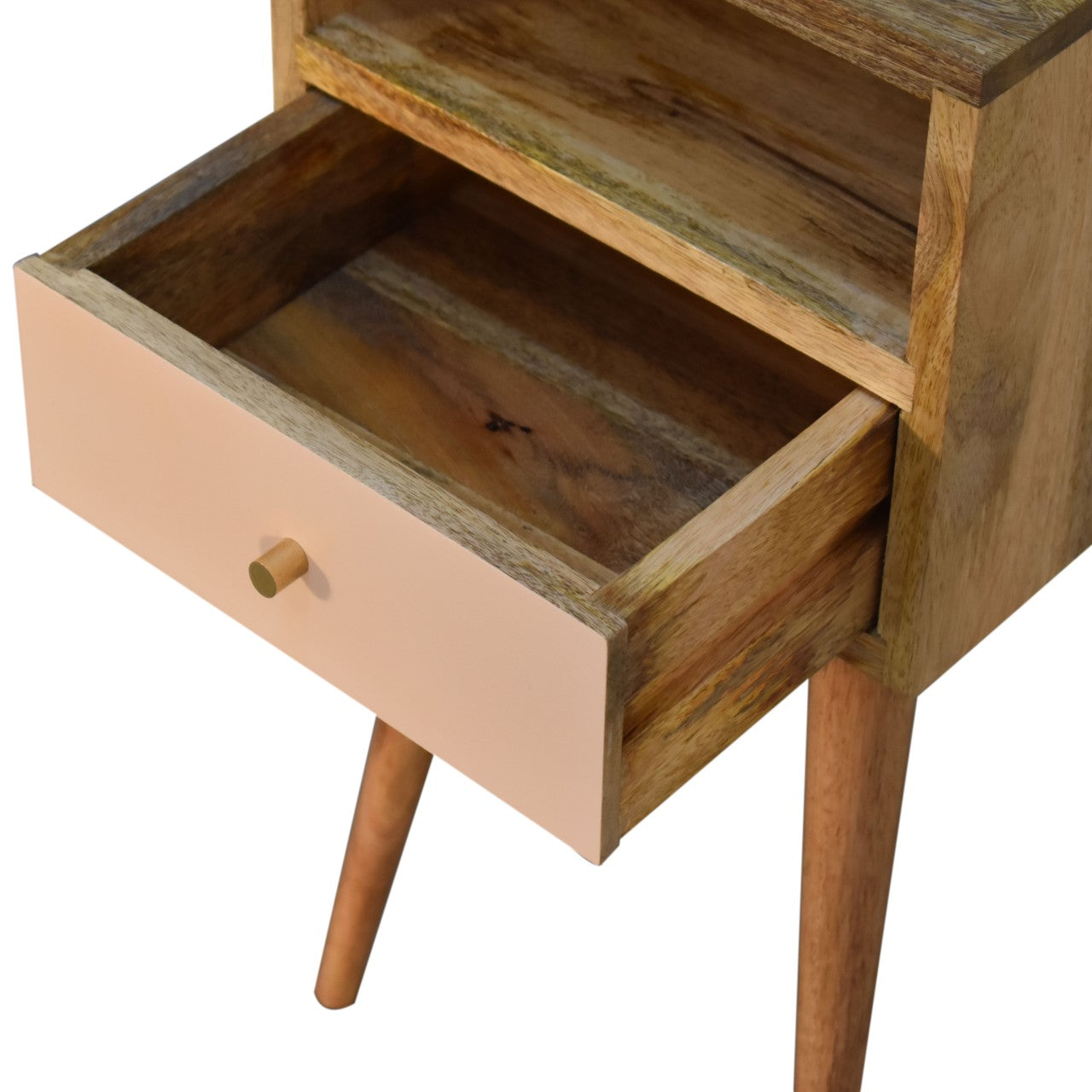 Mini Blush Hand Painted Bedside Table | Oak-Ish Solid Mango Wood
