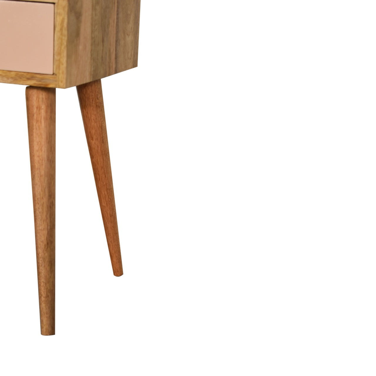 Mini Blush Hand Painted Bedside Table | Oak-Ish Solid Mango Wood