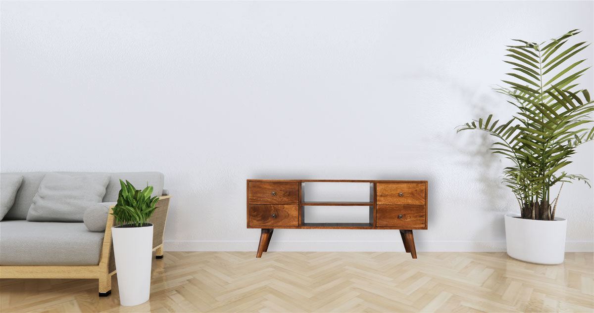 Nordic Chestnut Entertainment Unit Chest of Drawers