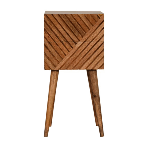 Mini Lillie Bedside Table | Oak Solid Mango Wood Hand-Carved