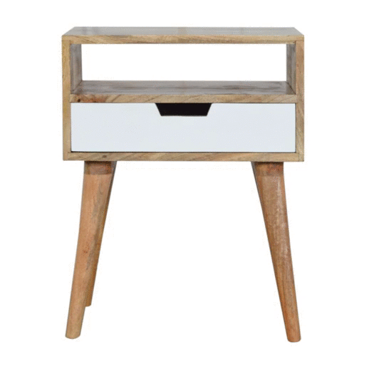 White Painted Drawer Bedside Table | Oak Mango Wood