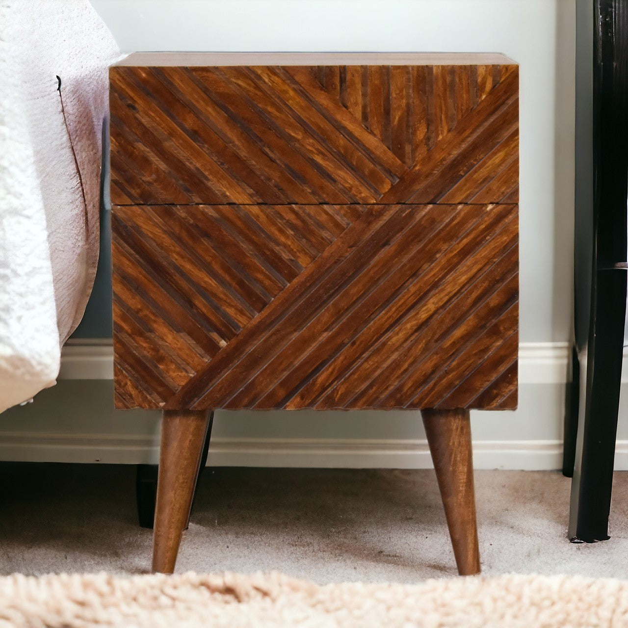 Lille 2 Drawer Chestnut Bedside