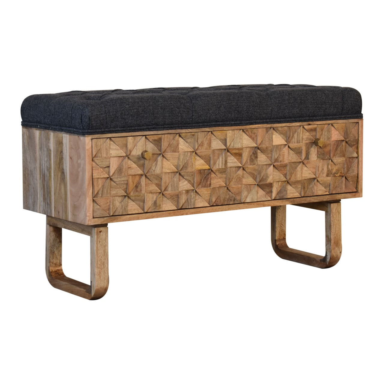 'U' Black Tweed Diamond Bench | Oak-Ish