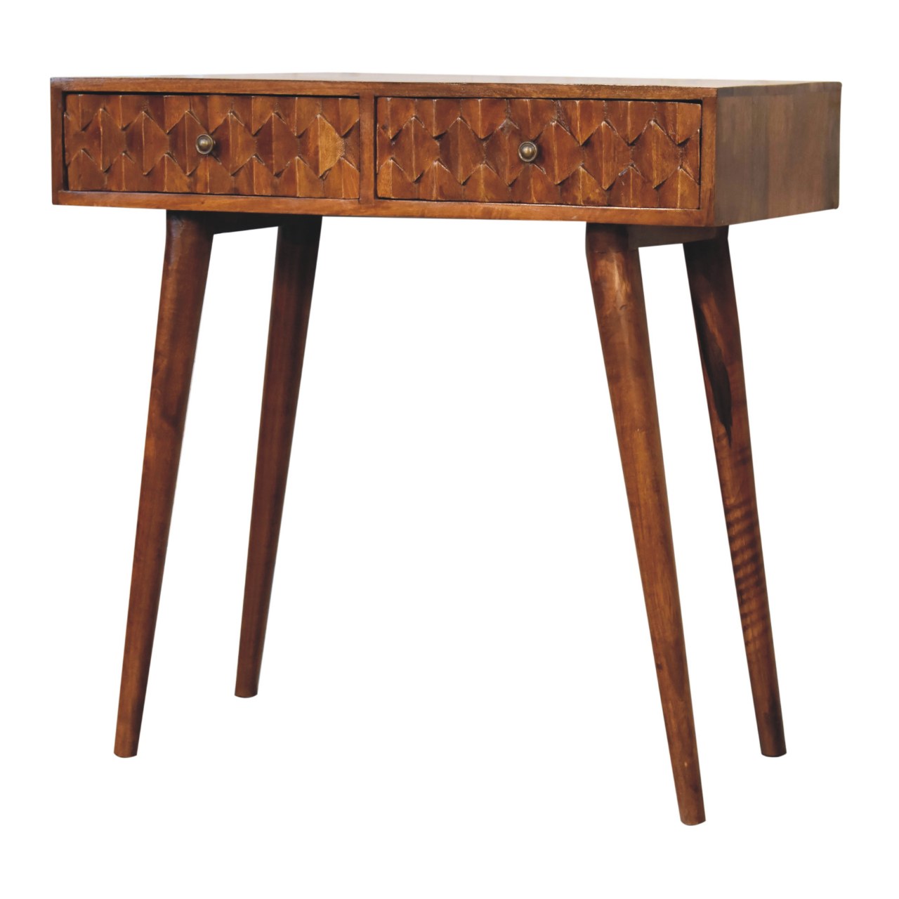 Chestnut Pineapple Console Chest of Drawers | Hand-Carved