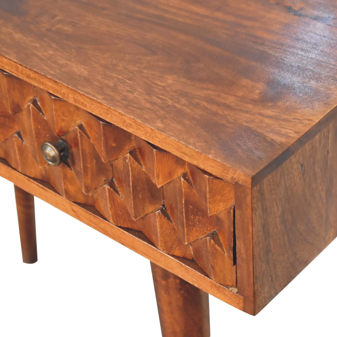 Chestnut Pineapple Console Chest of Drawers | Hand-Carved
