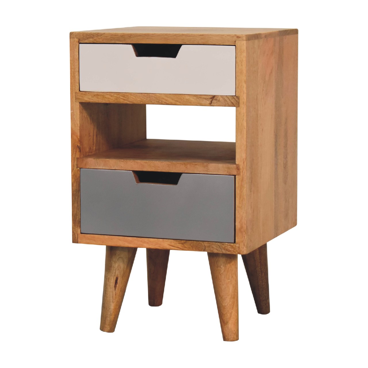 Mini Grey and White Cut-out Bedside Table